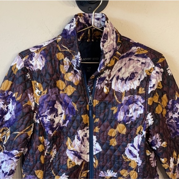 Lands End Floral Quilted Zip Front Jacket Size Small - Picture 4 of 8